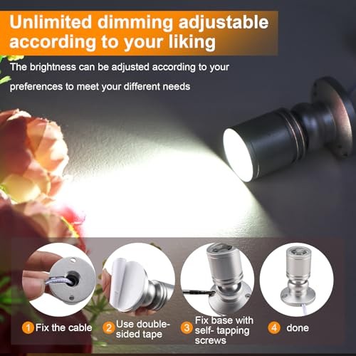 Mini Spotlight,Dimmable LED Spotlight, Jewelry Showcase Display Lights,Silver