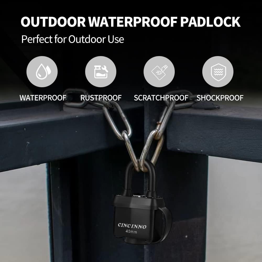 Weatherproof Padlocks - 6 Pack Keyed Alike Heavy Duty Security