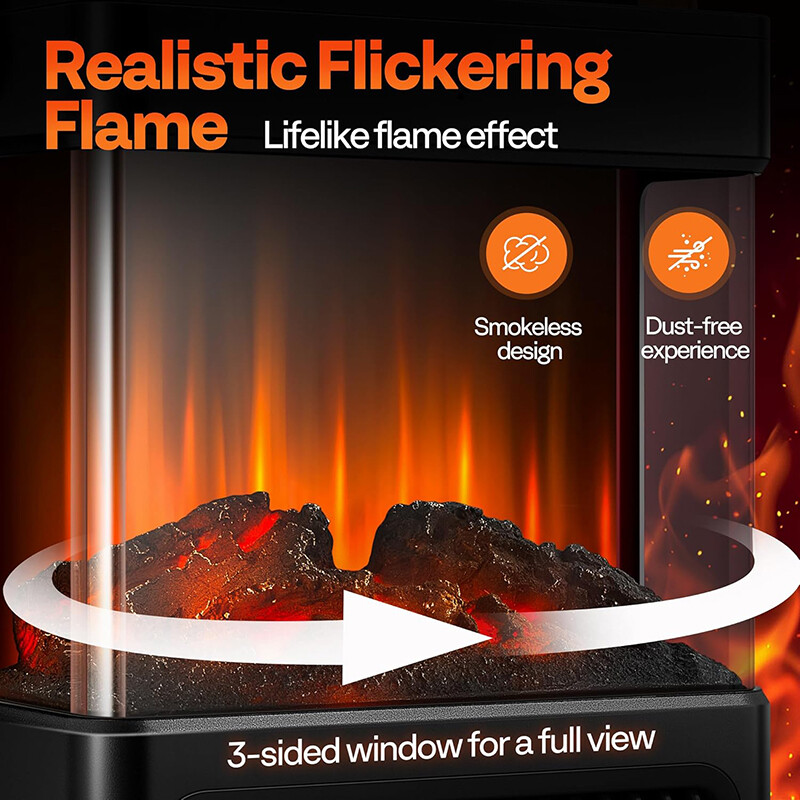 Portable Electric Fireplace Heater Space Heater w/ Timer Touch Control & Remote