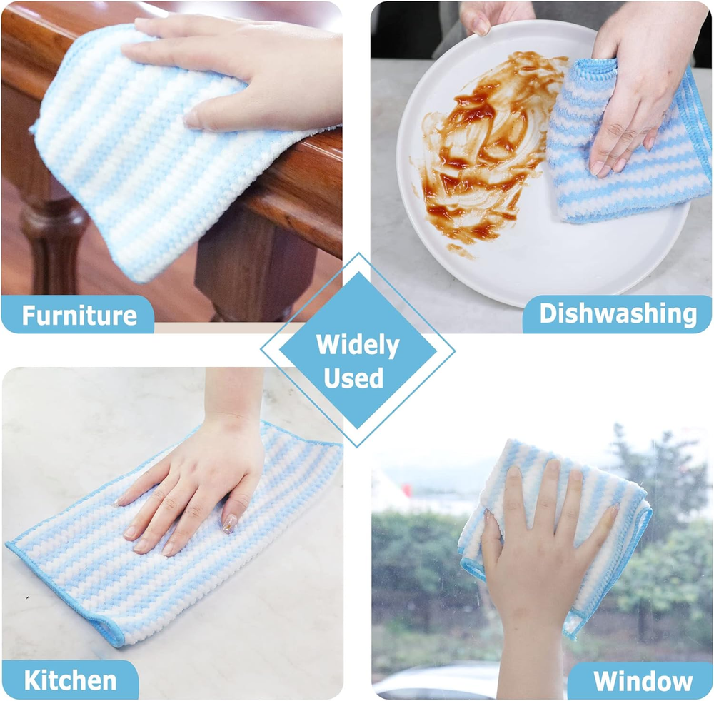 Microfiber Cleaning Cloth Absorbent Kitchen Towels Dish Cloths Washable 10 Pack