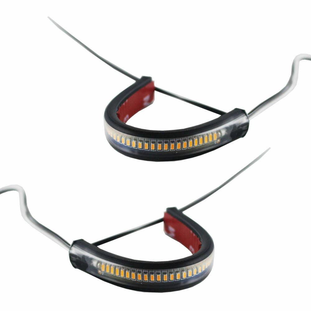 2PCS White/Amber Switchback LED Fork Turn Signal DRL Light Strips For Motorcycle