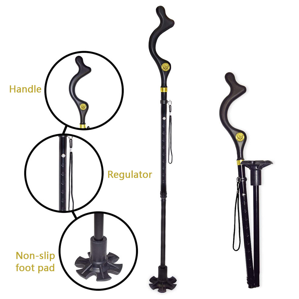 Straight Posture Cane Adjustable Height Walking Stick Folding Walking Cane US