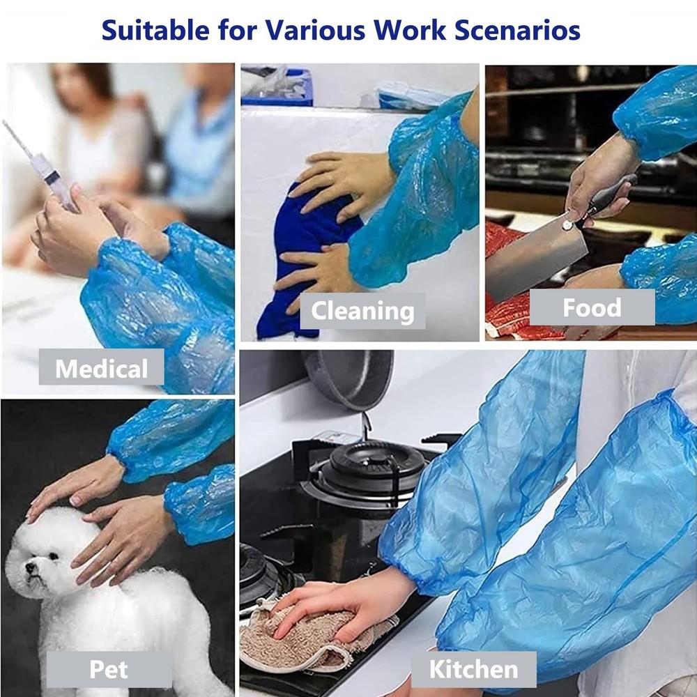 100Pcs Disposable Arm Sleeves, Plastic Waterproof Oversleeves Protector for C...