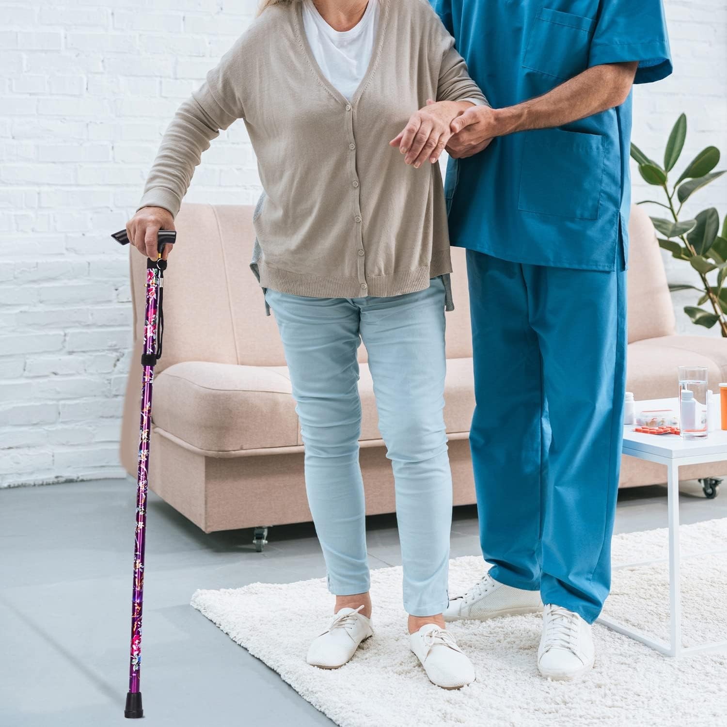 Walking Cane-Folding CaneAdjustable Colorful Walking Stick for Men & Women Black