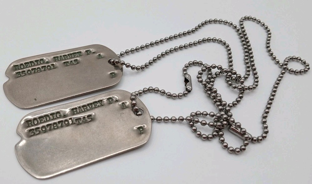 Vintage WWII WW2 T45 1945  Tags With Chain