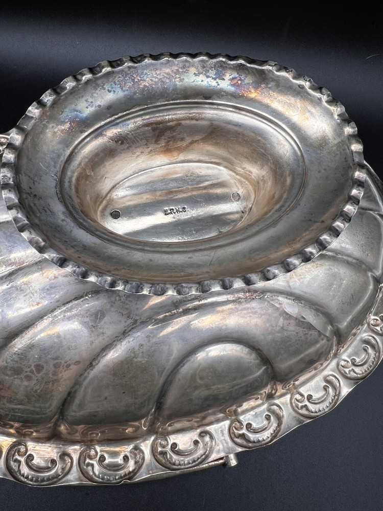 Silver Plated Oval Bowl With Handle Marked BPHS ?
