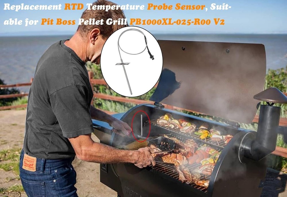 Replacement RTD Temperature Probe Sensor, Compatible with Pit Boss Pellet Gri...