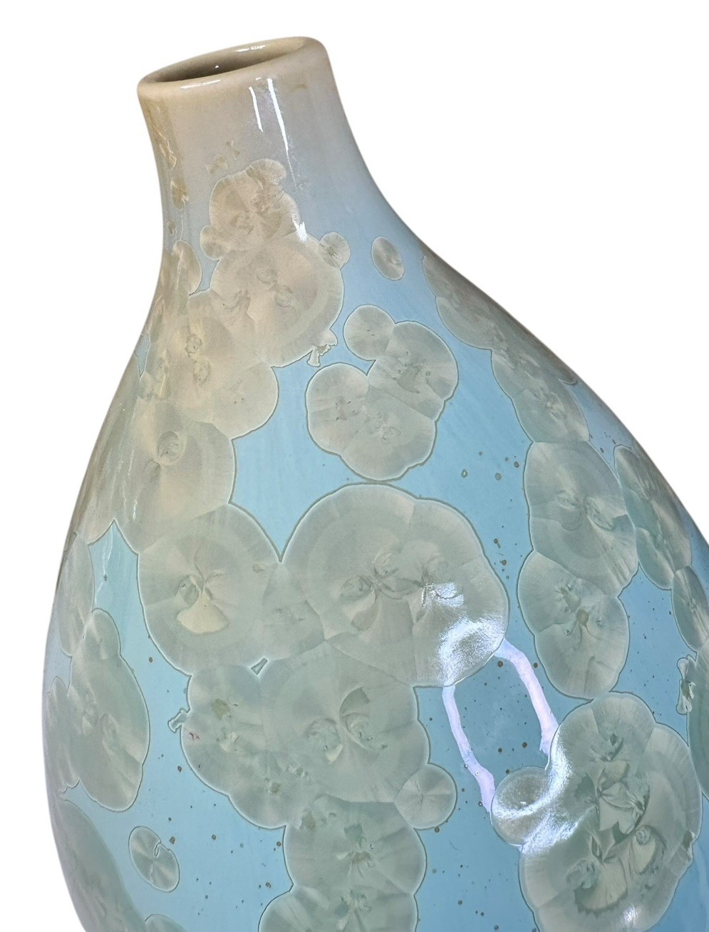 Simon Pearce Teardrop Jade Crystalline Vase Celadon Organic Studio Pottery