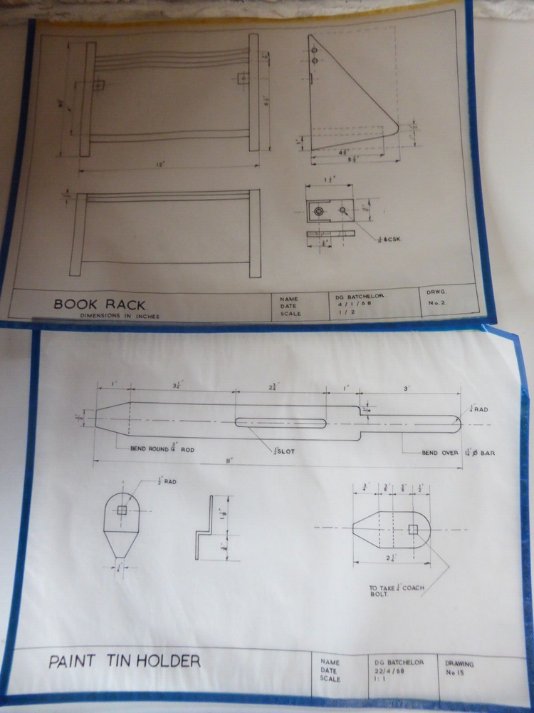 Technical Drawings Various Designs by Mr D.G. Batchelor Langdon Park School 1968