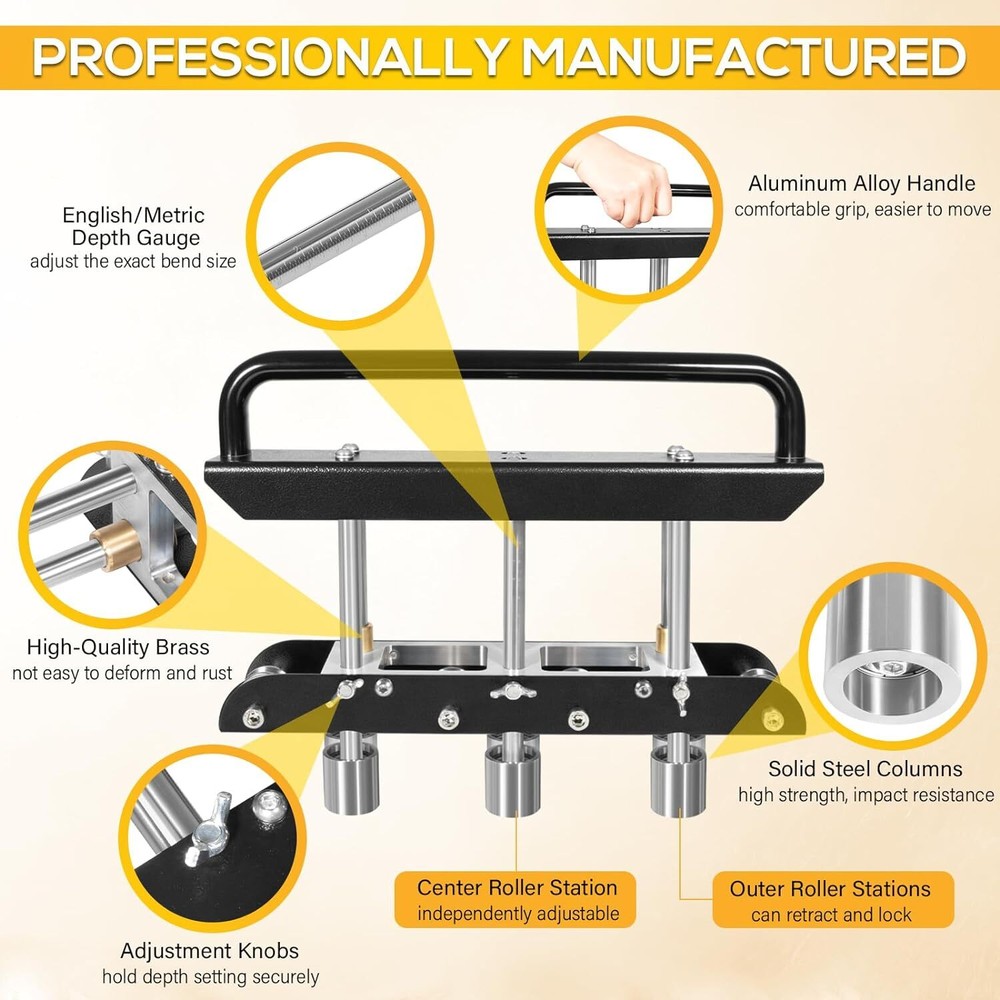 ER3 Three-Station Edge Roller Bender, Large Radius Sheet Metal Bead Roller Bende