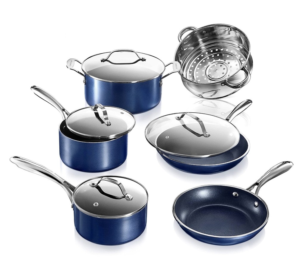 Granitestone Cookware Set, 10 Piece, Nonstick, Diamond Coated, Blue