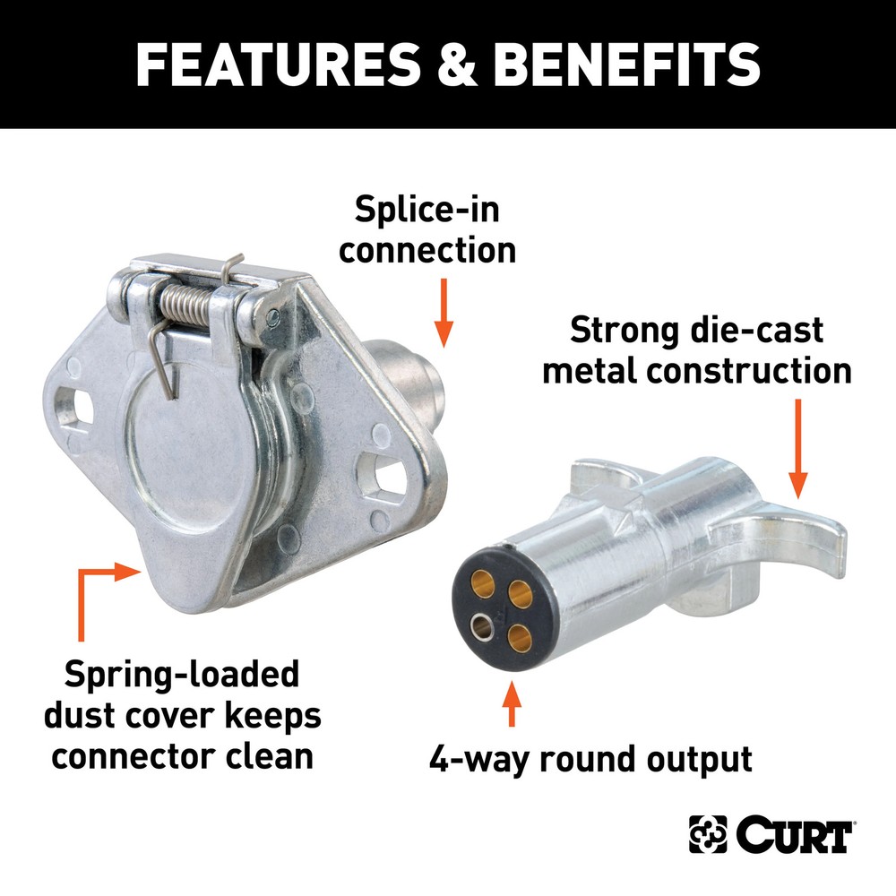 CURT 4-Way Round Connector Plug And Socket - 58761