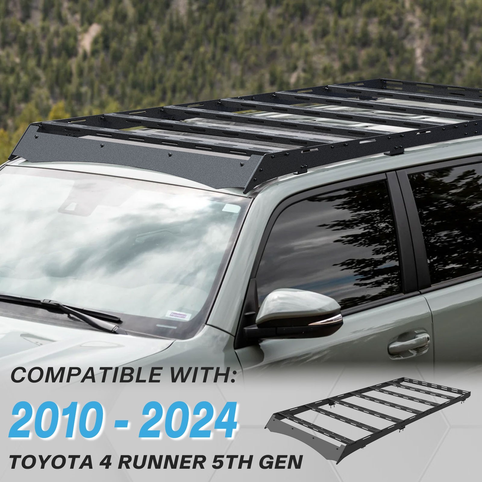 Full Size Roof Rack Cargo Basket For 2010-2024 Toyota 4Runner 5th Gen