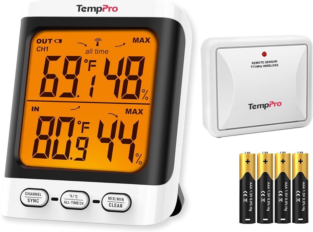 Precise Indoor Outdoor Thermometer with Backlit Display