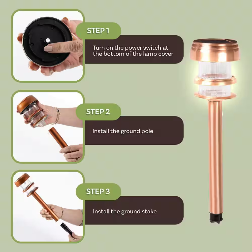 Solar Powered Copper Path LED Lights (4-Pack)