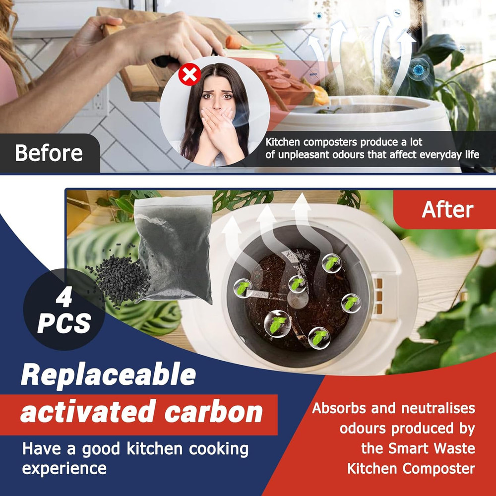 4-Pack (2 Pounds) Odor Absorbing Filter Refills for Lomi Kitchen Composter, Repl