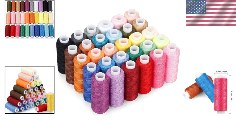 Vibrant 30 Color Polyester Threads Set - Perfect for DIY Hand Sewing Projects
