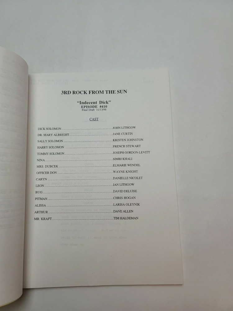 3RD ROCK FROM THE SUN / Bob Kushell 1998 TV Script, John Lithgow "Indecent Dick"