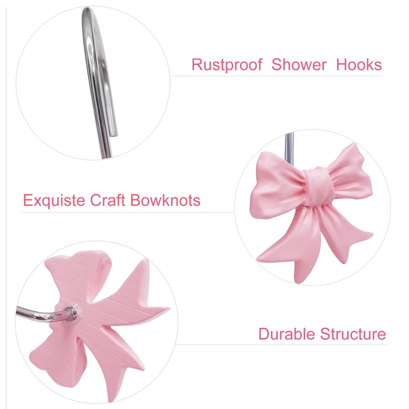 Decorative Shower Curtain Hooks, Bow Knot Shower Curtain Rings Hooks for Bath...