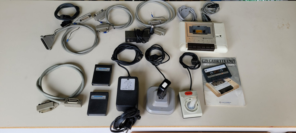 Commodore 64 Bundle C2N, Games, Cables, Joystick Manual, interconnect, Wiring