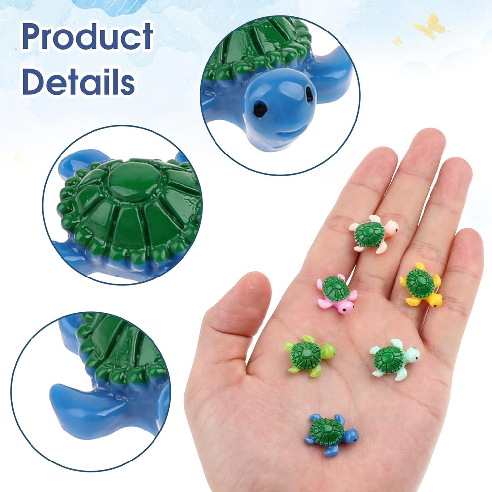 30 Pcs Miniature Turtles Multicolored Mini Turtle Decor Tiny Turtles Miniature T