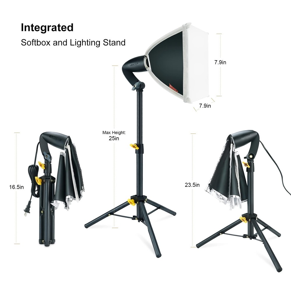 Tabletop Softbox LED Lighting Kit 8x8 Photo Video Light