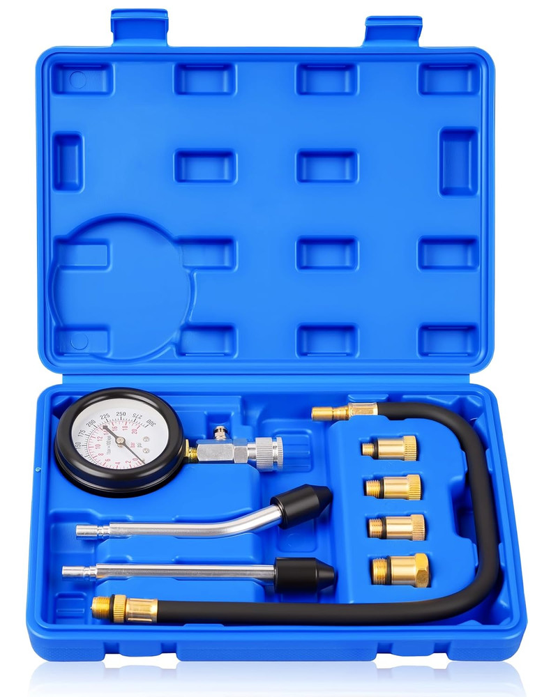 Professional Petrol Engine Compression Tester Kit Set for Car Motorcycle 8 Pcs