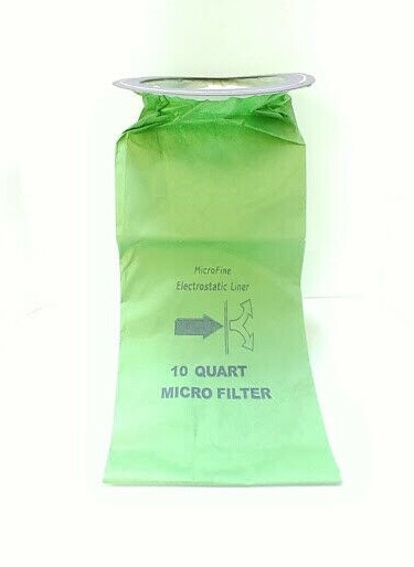 MICRO LINED DISPOSABLE PAPER FILTER BAGS FOR 10 QUART BACKPACK VACUUM 10/PK