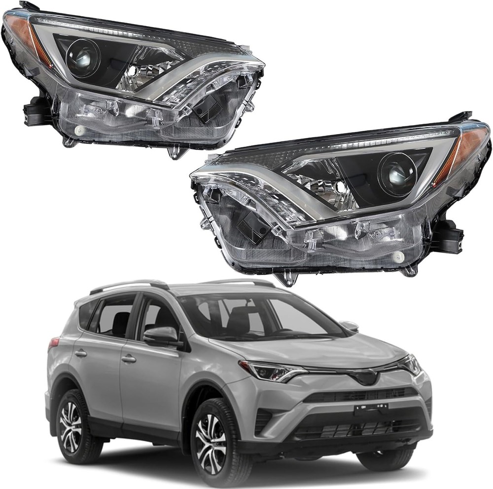 Left & Right Headlamps Assembly Replacement for 2016 2017 2018 Rav4