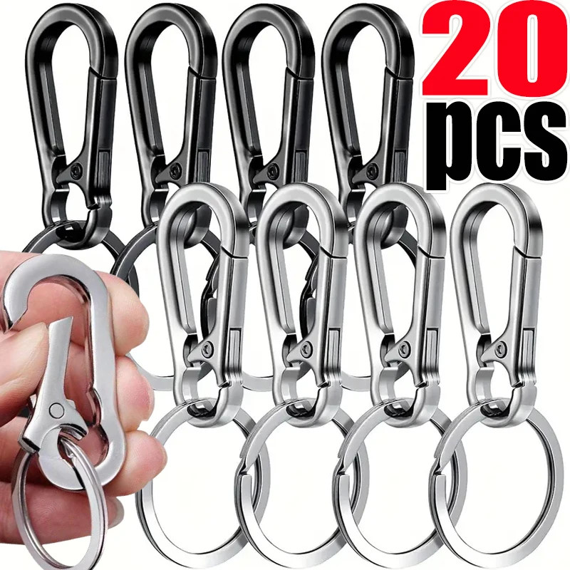 1–20pcs Strong Carabiner Buckle Clip Small Aluminum Keychain Spring Hook & Ring