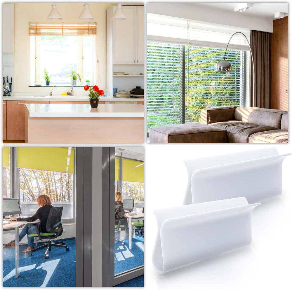 4 Cordless Roller Blinds Shades with Lifting Clamp Pulls for Window Blinds