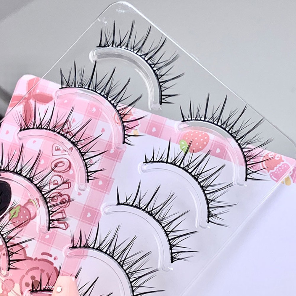 Natural Dense Eyelashes For Makeup 12mm Black False Eyelashes Set