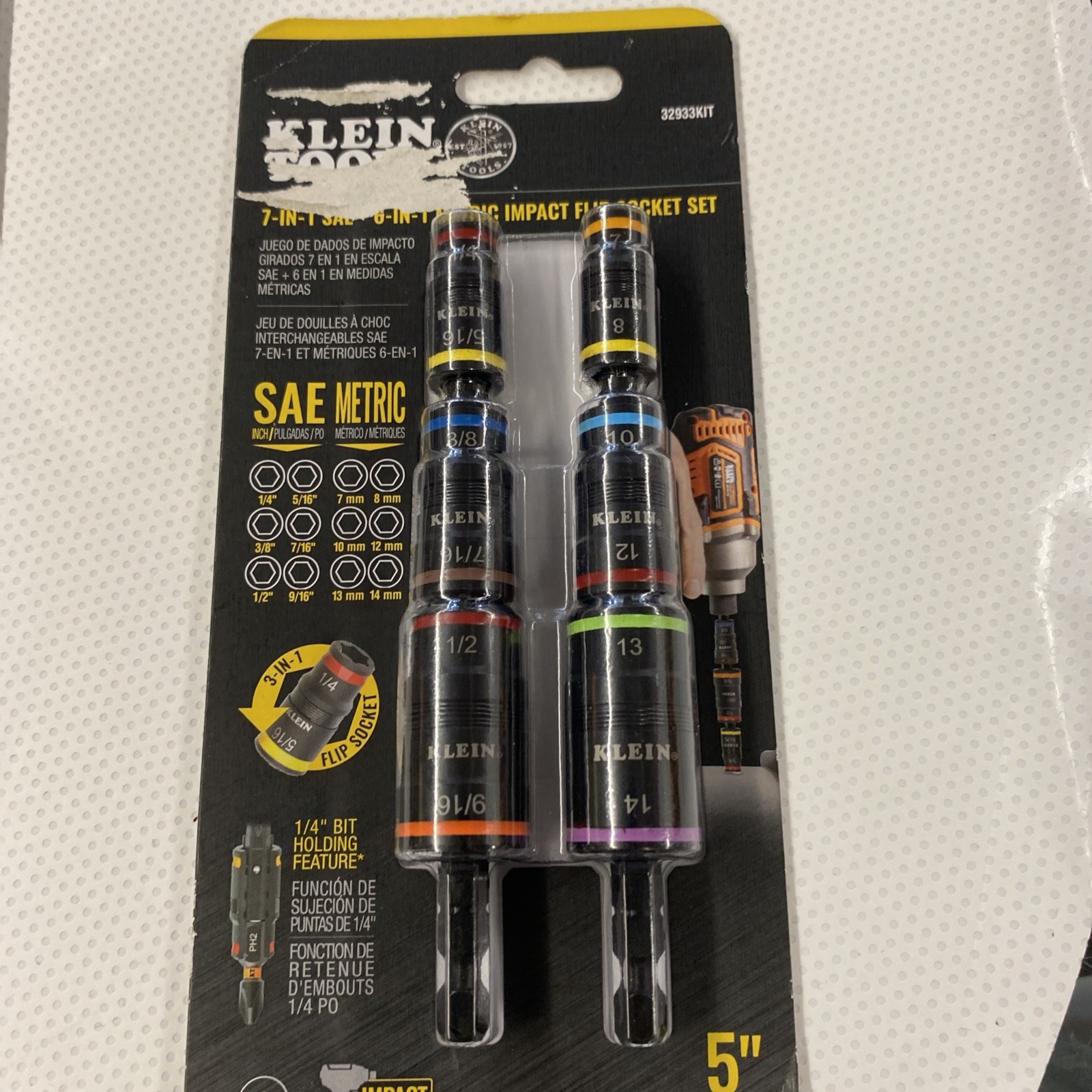 KLEIN TOOLS 32933KIT 7 In 1 SAE + 6 IN 1 METRIC IMPACT FLIP SOCKET SETS