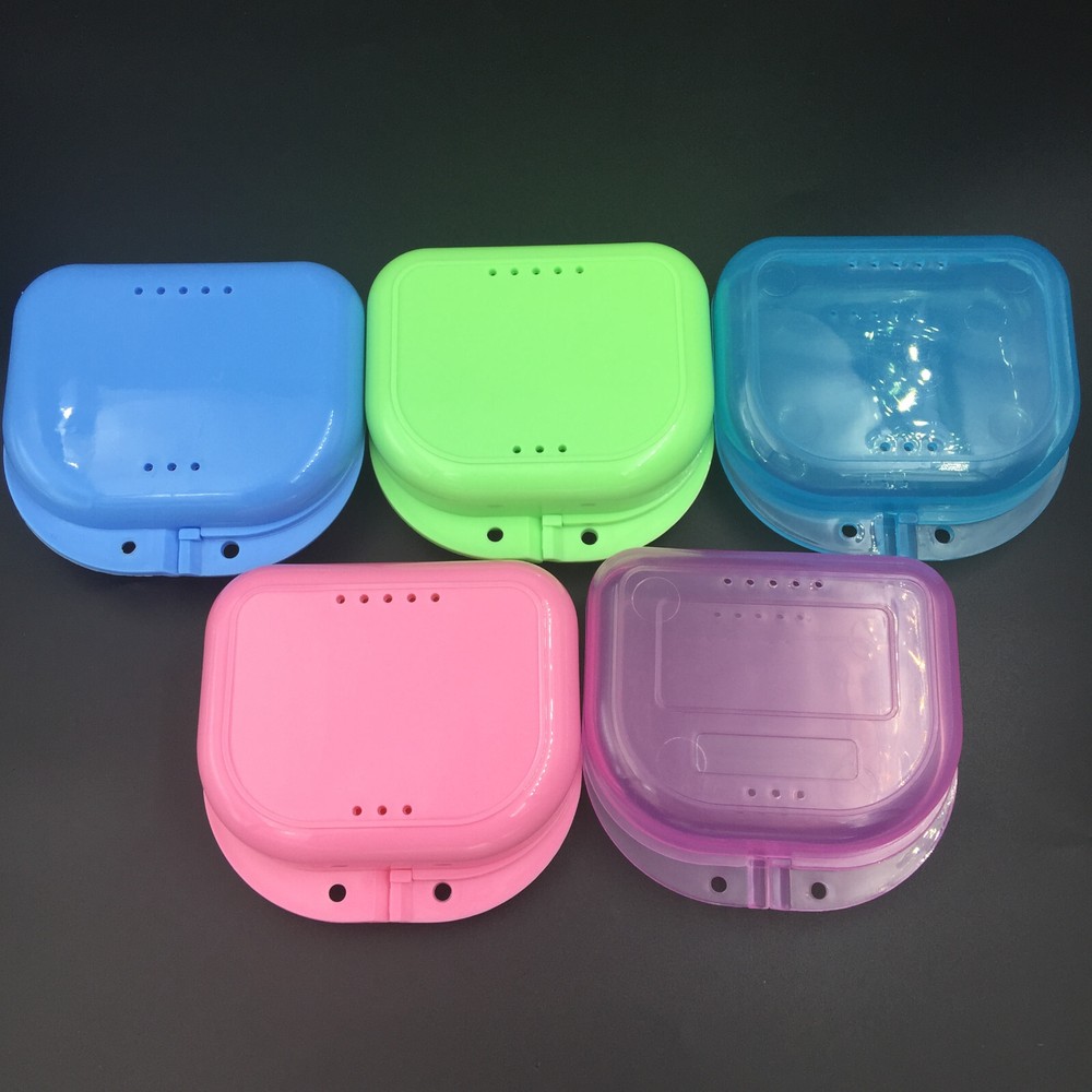 5pcs Dental Retainer Denture Storage Case Box Mouthguard Container Assorted