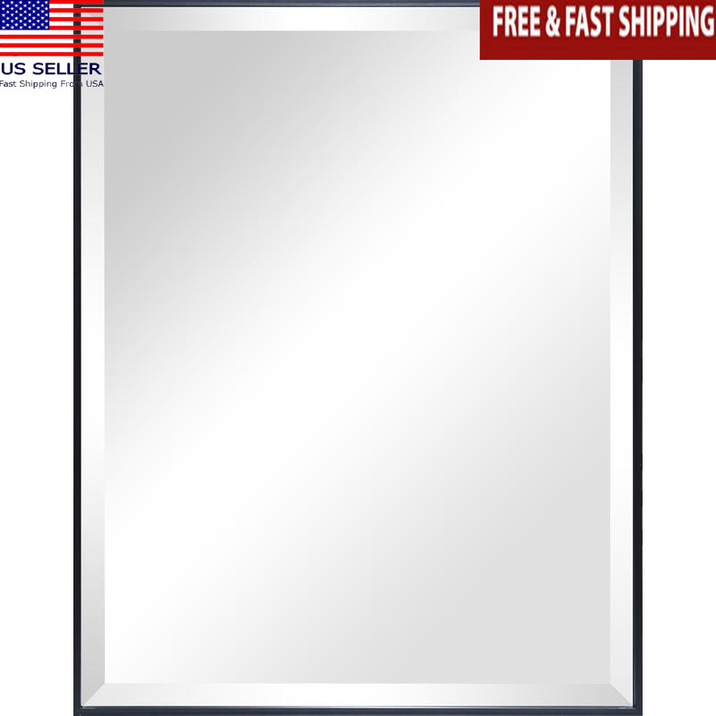 Beveled Wall Mirror Rectangular Hanging Versatile Design Easy Installation New