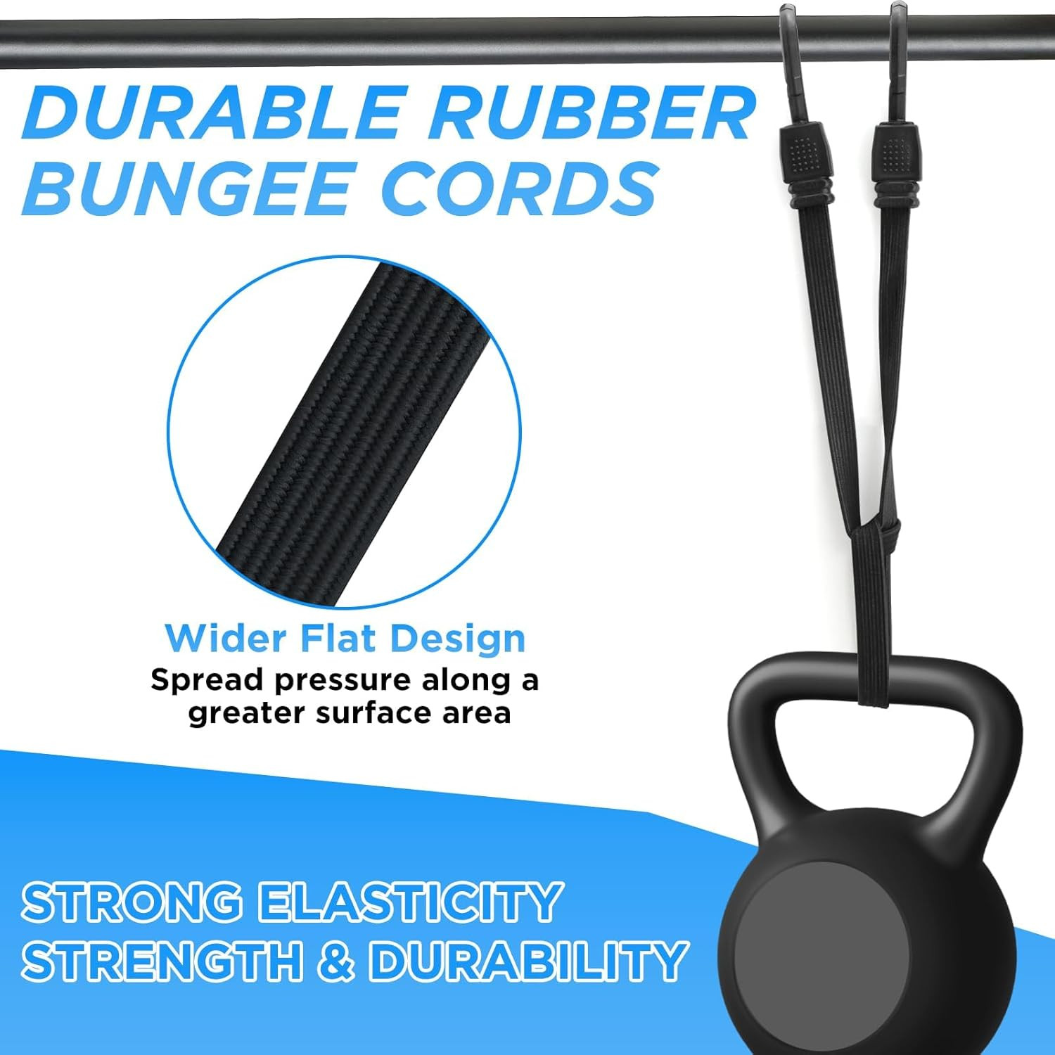 4-Pack 48 Inch Flat Bungee Cords with Hooks Premium Latex Bungie Straps Elastic
