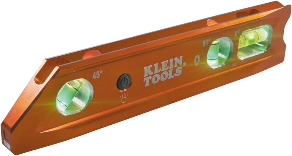 Klein Tools 935RBLT 9" Lighted Torpedo Level - Precision with Secure Magnet
