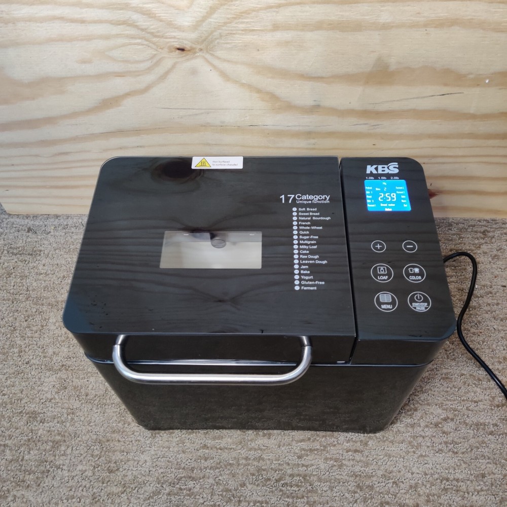 KBS 17-in-1 Bread Maker Machine with Dual Heaters - Black  New without Box