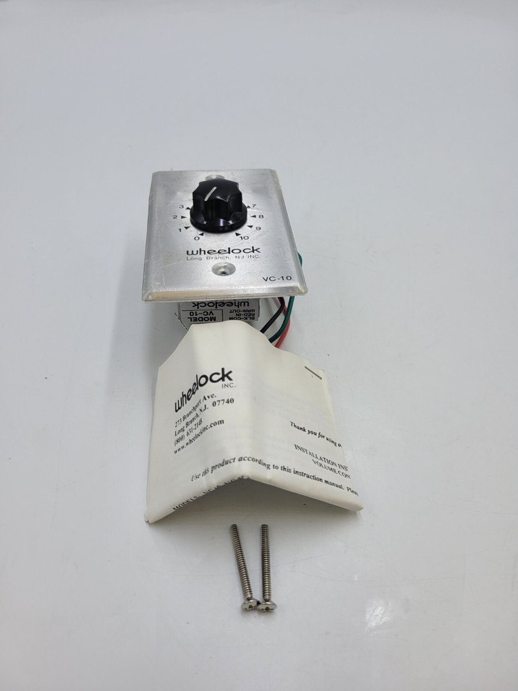 Wheelock VC-10 Volume Control Wall Mount Black Knob 10 Watt for Paging System
