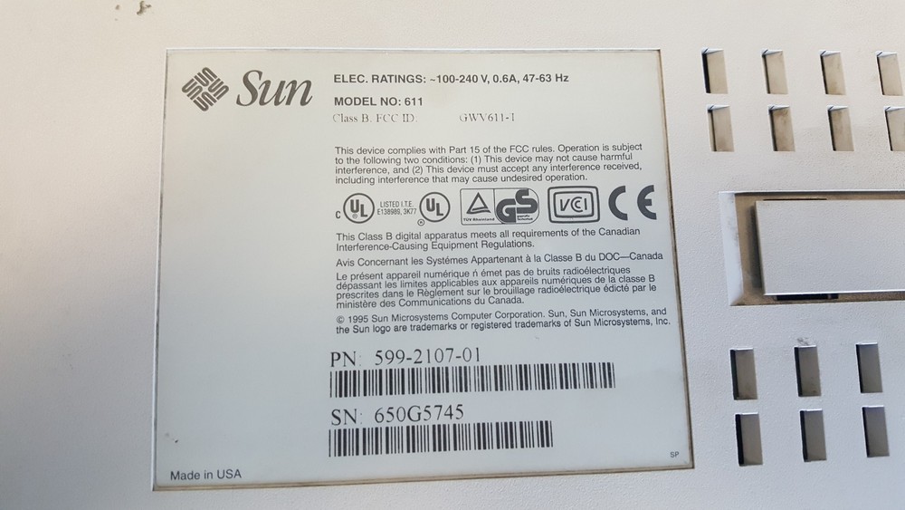 SUN External Tape Drive GWV611-1 Class B