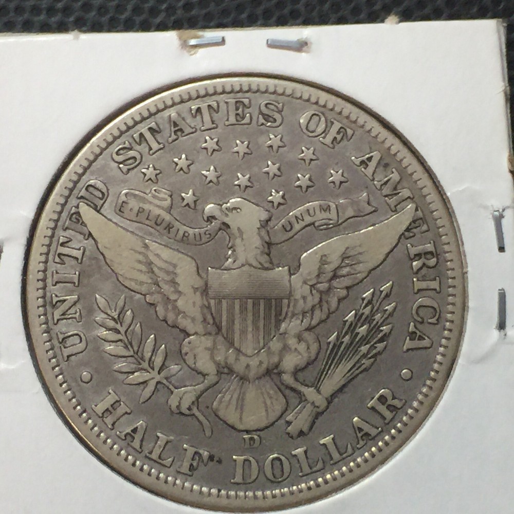 1908-D VF Barber Half Dollar Full Liberty Combined Shipping