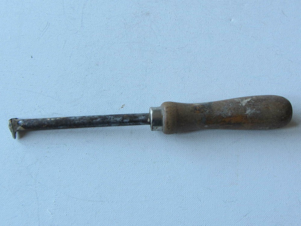 Vintage  Triangular Paint Scraper Wood Handle 9" End to End 1/2" Blade Edge