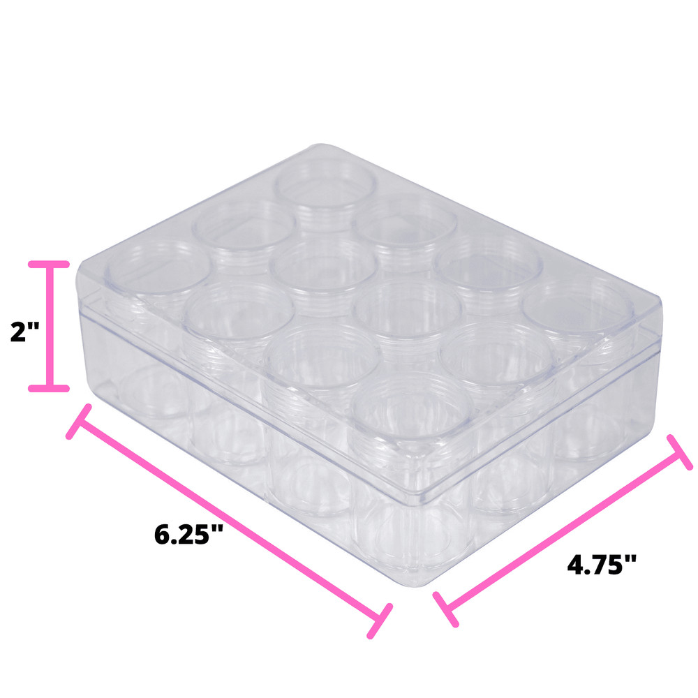 12-Unit Plastic Beading Craft & Hobby Storage Box Clear Single)