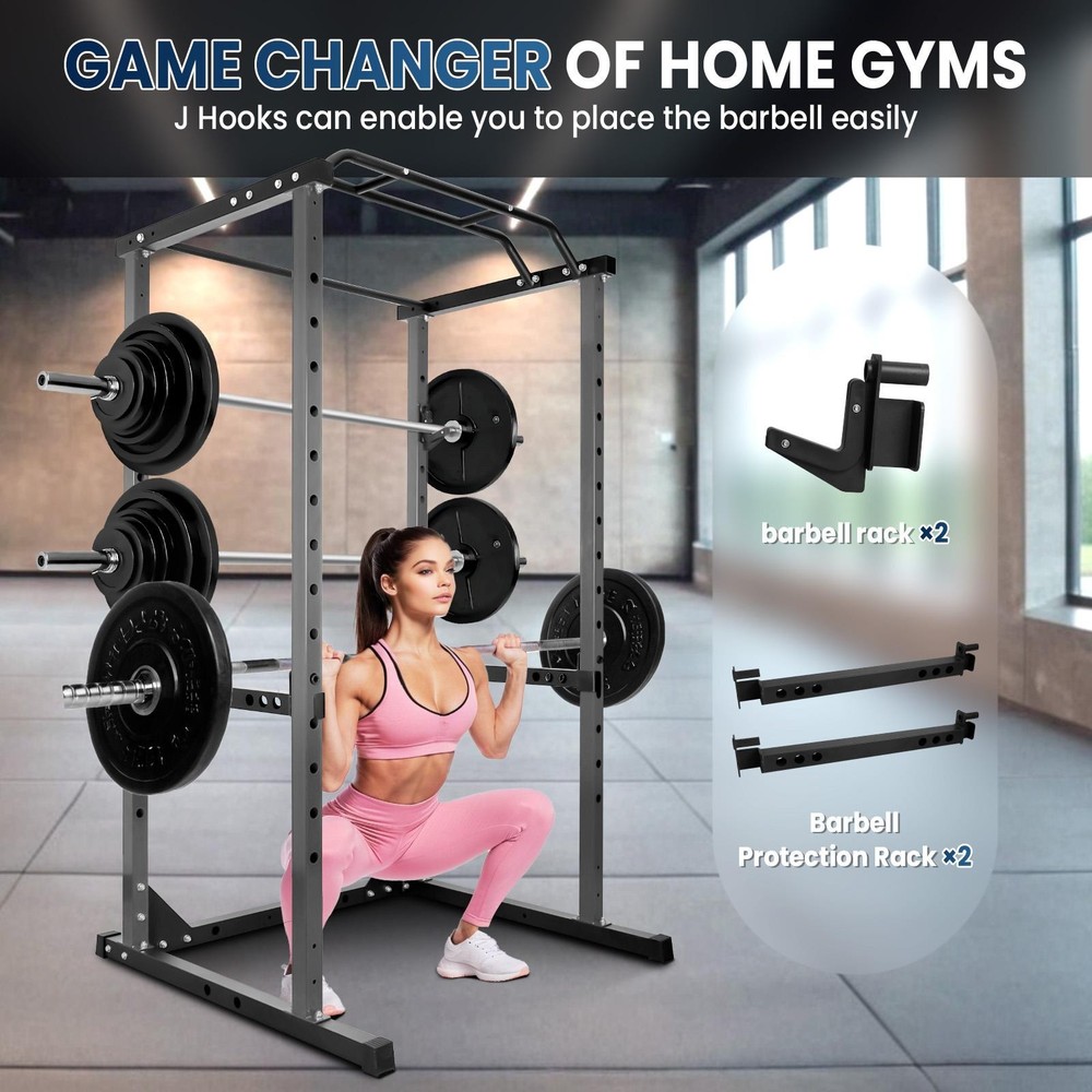 Multi-Function Power Rack Squat Cage 1200LBS Adjustable for Home Commercial Gym