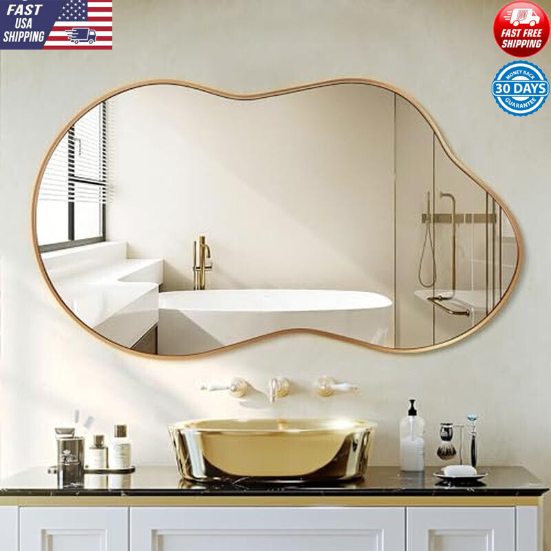 Asymmetrical Wall Mirror Decorative HD Reflection Two-Way Hanging Aluminum Frame
