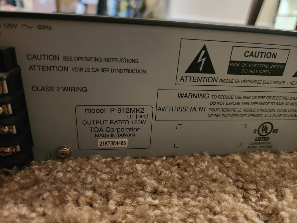 Toa Electronics P-912MK2 Amplifier 900 Series Tested Powers On