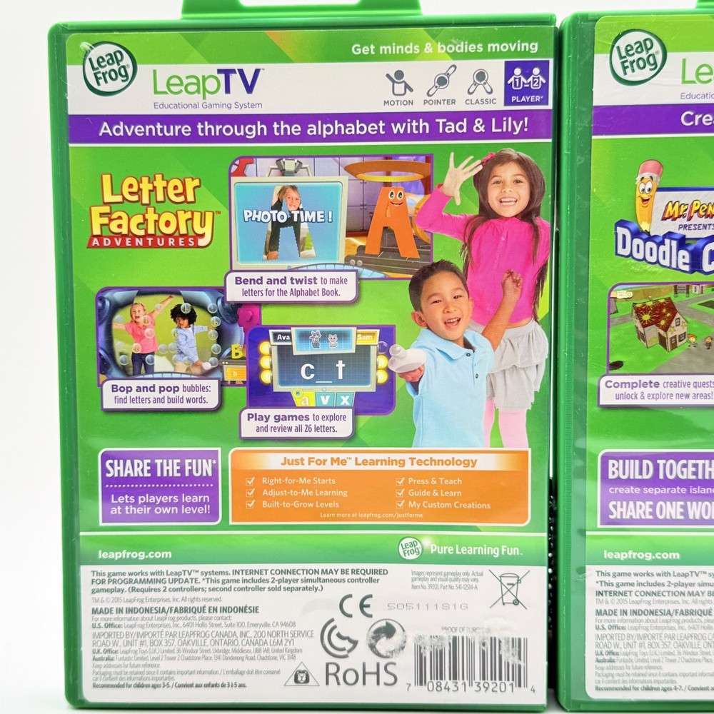 LeapFrog LeapTV Letter Factory Adventures & Doodle Craft Educational.BUNDLE.READ