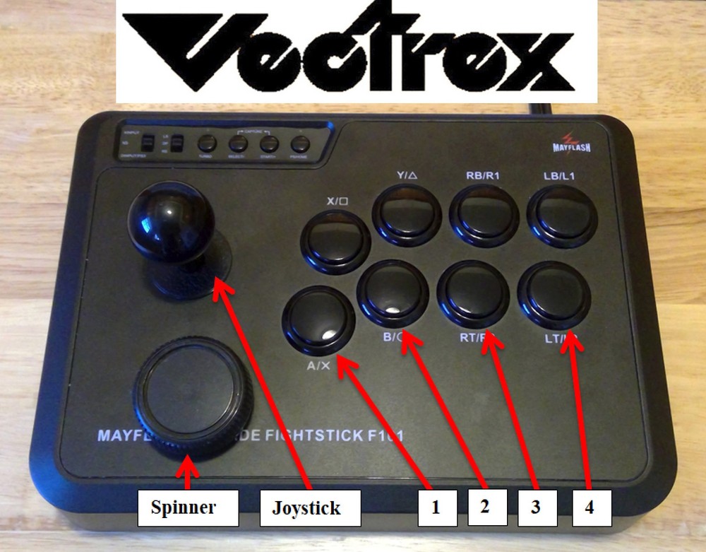 Mayflash Arcade Stick Modded Vectrex Hydra Controller Joystick Spinner Combo Mod