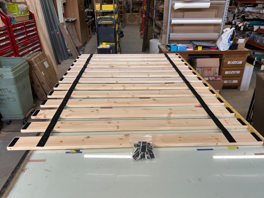 Queen Size Bed Slats 2.5" Spaced Boards-Meets Warranties- Back Support Hook Loop