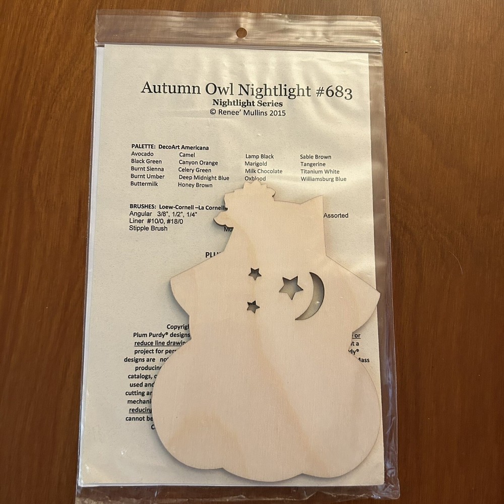 Plum Purdy Designs Autumn Owl Nightlight #683 Pattern/Instructions 2015
